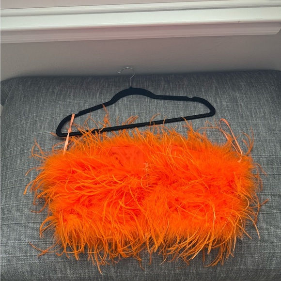 Lamarque Zaina orange feather bustier top M - Picture 3 of 4